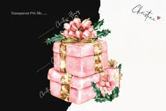 Watercolor Pink Gift Boxes | Pink Christmas PNG Product Image 2