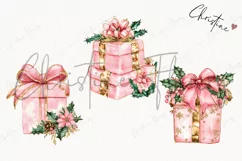 Watercolor Pink Gift Boxes | Pink Christmas PNG Product Image 3