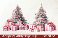 Pink Christmas gifts clipart sublimation, Christmas PNG Product Image 1