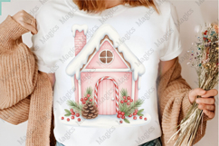 Pink Christmas Gingerbread House Png Product Image 3