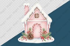 Pink Christmas Gingerbread House Png Product Image 4