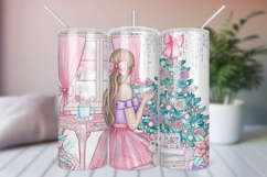 Pink Christmas Tumbler Wrap, Sublimation PNG design Product Image 1