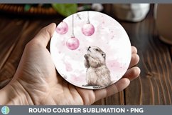GorgeousPink Christmas Round Coaster design.