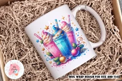 Pink Christmas Hot Cocoa Mug Wrap For 11 oz and 15 oz, 3d Mug, Christmas Png