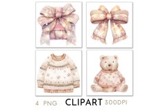 Pink Christmas Illustrations Watercolor PNG