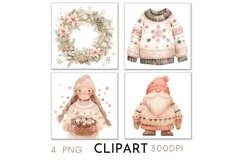 Pink Christmas Illustrations Watercolor PNG