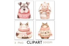 Pink Christmas Illustrations Watercolor PNG