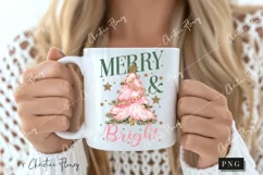 Pink Christmas Merry & Bright PNG | Christmas PNG Product Image 2