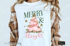 Pink Christmas Merry & Bright PNG | Christmas PNG Product Image 3