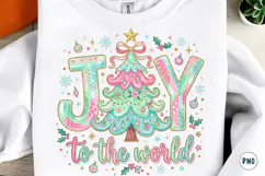 Pink Christmas Png, Joy To The World Png Product Image 1