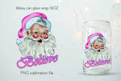 Pink Christmas Png 16oz Libbey Glass Tumbler Sublimation Product Image 1