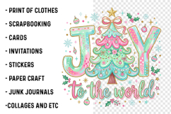 Pink Christmas Png, Joy To The World Png Product Image 3