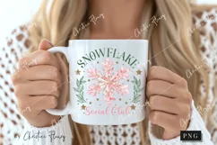 Pink Christmas Snowflake Social Club PNG | Christmas PNG Product Image 2
