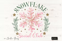 Pink Christmas Snowflake Social Club PNG | Christmas PNG Product Image 4
