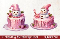 Pink Christmas Snowman Clipart, Christmas PNG Product Image 1