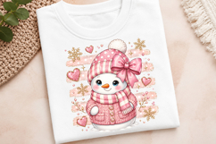 Pink Christmas Snowman PNG Product Image 4