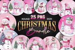 Christmas Snowman Round Sign Bundle, Christmas Ornaments PNG Product Image 1