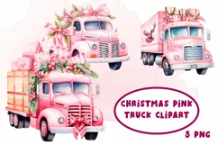 Pink Christmas Car. Vintage Christmas Sublimation Product Image 1