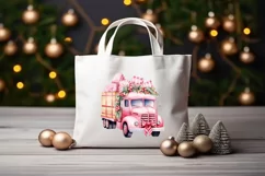 Pink Christmas Car. Vintage Christmas Sublimation Product Image 2