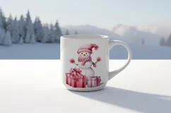 Pink Christmas in Snowman and winter gift Clipart Product Image 2