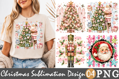 Pink Christmas Sublimation PNG, Vintage Santa Nutcracker Product Image 1
