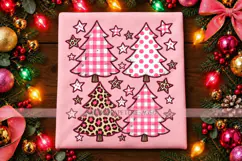 Pink Christmas Trees PNG with Leopard and Gingham Product Image 3