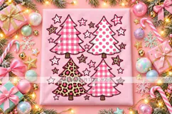Pink Christmas Trees PNG with Leopard and Gingham Product Image 4