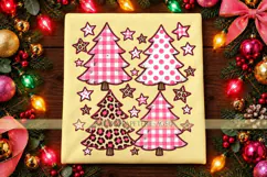 Pink Christmas Trees PNG with Leopard and Gingham Product Image 2