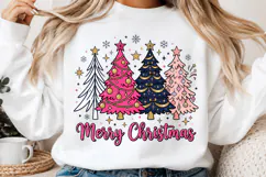 Pink Christmas Trees PNG, Merry Christmas Png Product Image 1