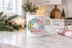 Colorful Christmas Wreath PNG, Pastel Holiday Wreath Product Image 4