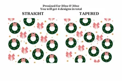 pink christmas wreath skinny tumbler sublimation wrap with high resolution and transparant background are for 20oz and 30oz skinny tumbler