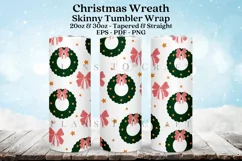 pink christmas wreath skinny tumbler sublimation wrap with high resolution and transparant background are for 20oz and 30oz skinny tumbler