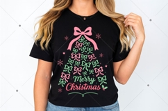 Pink Coquette Christmas Tree Png, Merry Christmas Shirt Png Product Image 2