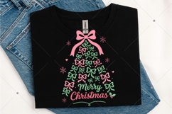 Pink Coquette Christmas Tree Png, Merry Christmas Shirt Png Product Image 2