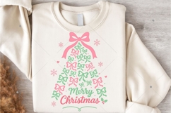 Pink Coquette Christmas Tree Png, Merry Christmas Shirt Png Product Image 3