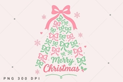 Pink Coquette Christmas Tree Png, Merry Christmas Shirt Png Product Image 4