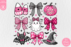 Pink Coquette Halloween PNG, Cute Ghost Bow Sublimation Product Image 1