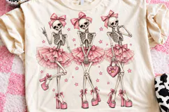 Pink Coquette Skeleton Ballerinas Girly Halloween Ballet PNG Product Image 1