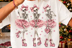 Pink Coquette Skeleton Ballerinas Girly Halloween Ballet PNG Product Image 3