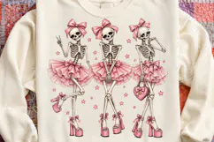 Pink Coquette Skeleton Ballerinas Girly Halloween Ballet PNG Product Image 4