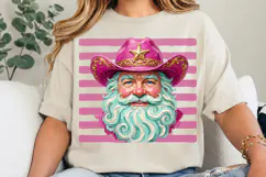Pink Cowboy Santa Png, Western Christmas Portrait Product Image 3