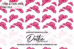 Pink Cowgirl Hats Repeat Seamless Pattern - JPG, Pat File Product Image 1