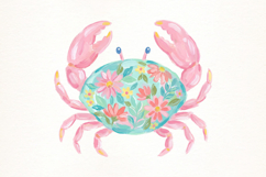 Pink Crab Clipart, Girly Summer PNG Product Image 1