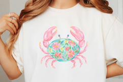 Pink Crab Clipart, Girly Summer PNG Product Image 3
