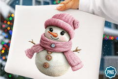 Pink Crochet Christmas PNG, Christmas Snoman Product Image 1