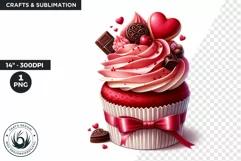 Valentine Cupcake Clipart, Pink Valentines Day PNG Product Image 1