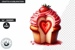 Valentine Cupcake Clipart, Pink Valentines Day PNG Product Image 1