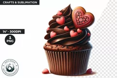 Valentine Cupcake Clipart, Pink Valentines Day PNG Product Image 1