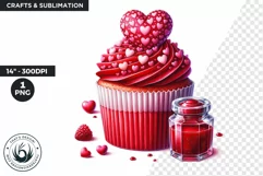Valentine Cupcake Clipart, Pink Valentines Day PNG Product Image 1