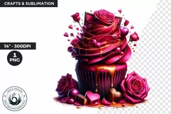 Valentine Cupcake Clipart, Pink Valentines Day PNG Product Image 1